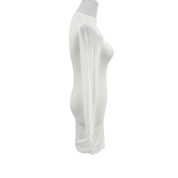 Naked Wardrobe Womens White High Neck Cut-Out Long Sleeve Dress Size Medium M - Picture 6 of 11